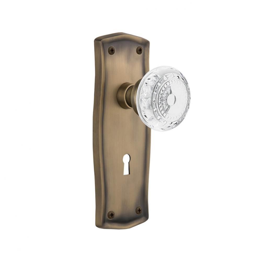 Nostalgic Warehouse Prairie Plate Passage with Keyhole Crystal Meadows Knob in Antique Brass