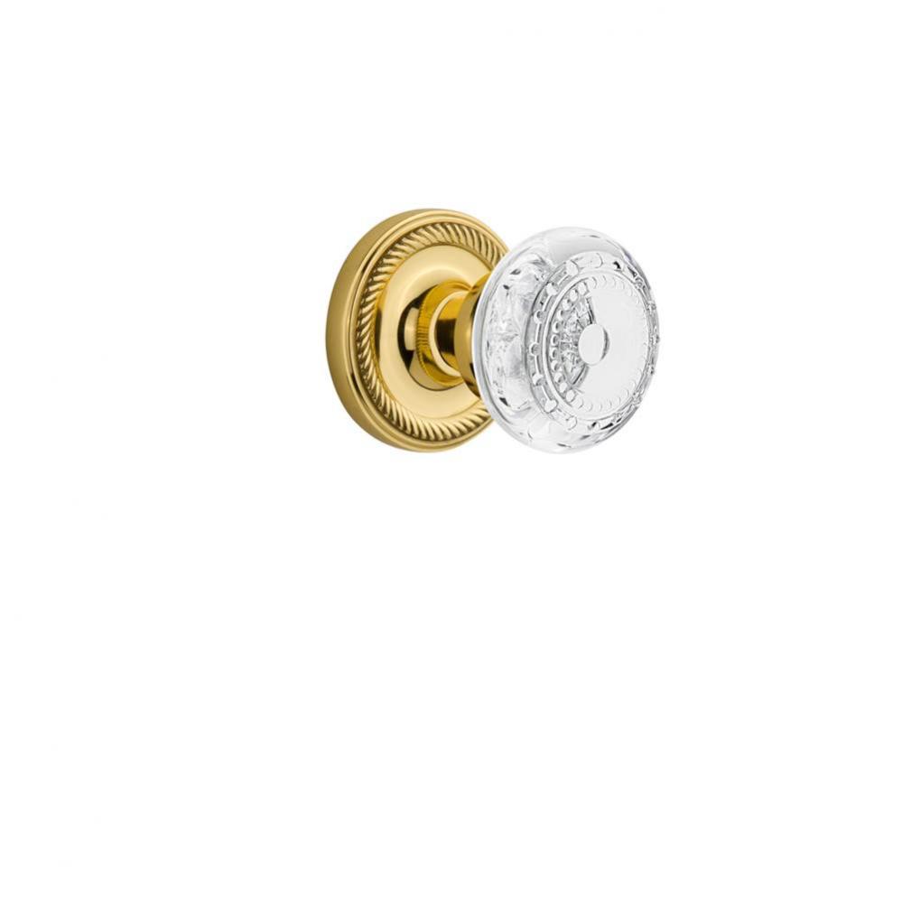 Nostalgic Warehouse Rope Rosette Interior Mortise Crystal Meadows Knob in Unlacquered Brass