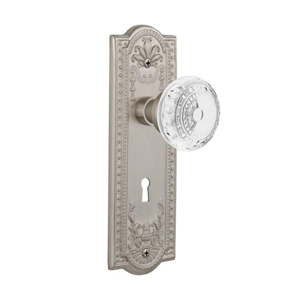 Nostalgic Warehouse Meadows Plate Passage with Keyhole Crystal Meadows Knob in Satin Nickel