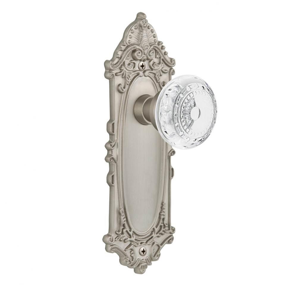 Nostalgic Warehouse Victorian Plate Double Dummy Crystal Meadows Knob in Satin Nickel