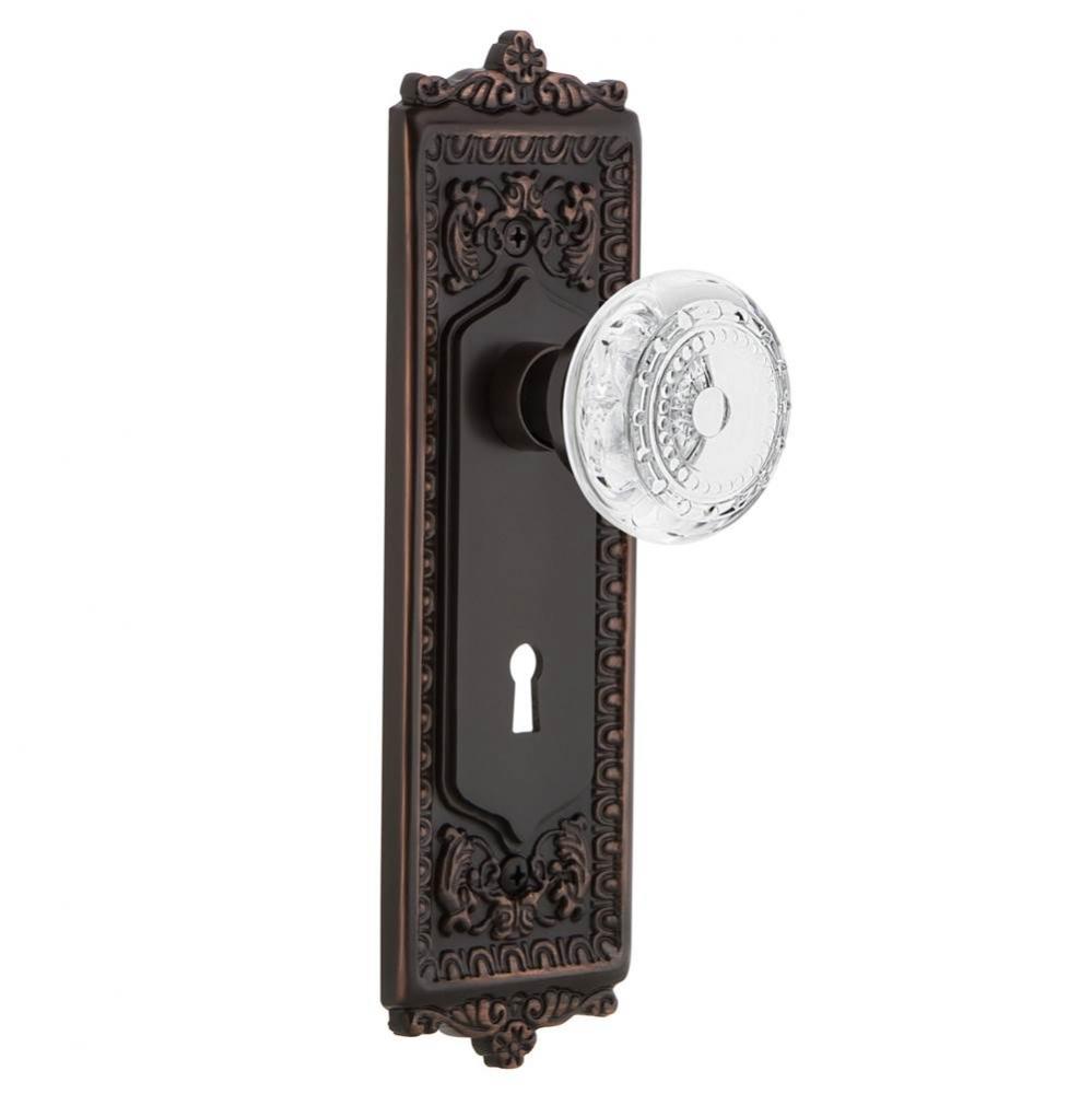 Nostalgic Warehouse Egg & Dart Plate Double Dummy with Keyhole Crystal Meadows Knob in Timeles