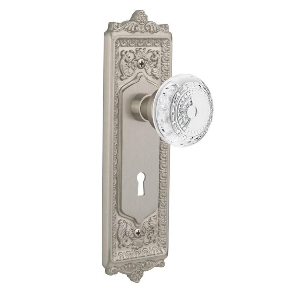 Nostalgic Warehouse Egg & Dart Plate Double Dummy with Keyhole Crystal Meadows Knob in Satin N