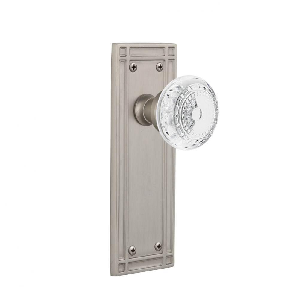 Nostalgic Warehouse Mission Plate Passage Crystal Meadows Knob in Satin Nickel