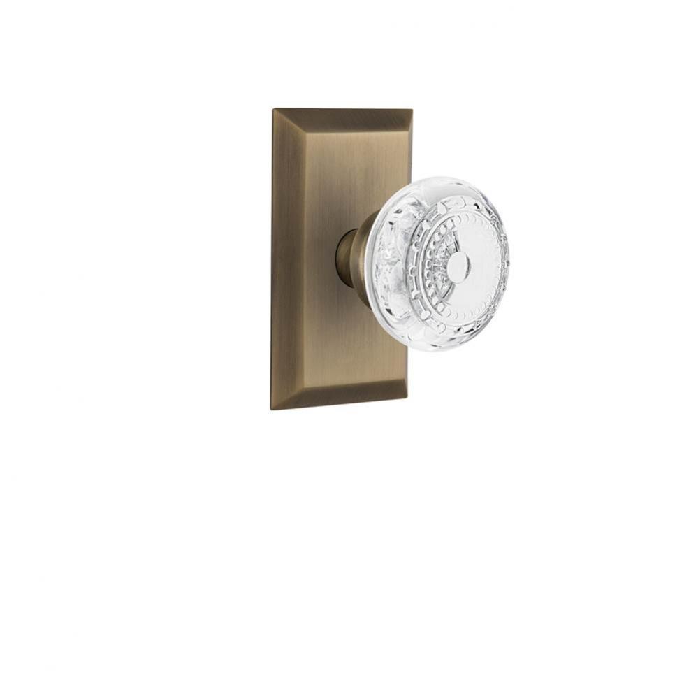 Nostalgic Warehouse Studio Plate Privacy Crystal Meadows Knob in Antique Brass