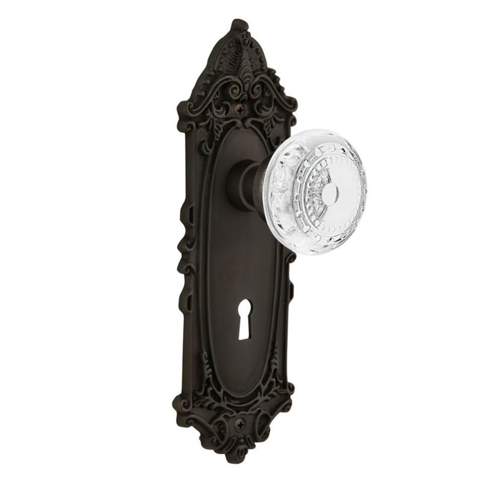 Nostalgic Warehouse Victorian Plate Single Dummy with Keyhole Crystal Meadows Knob in Oil-Rubbed B