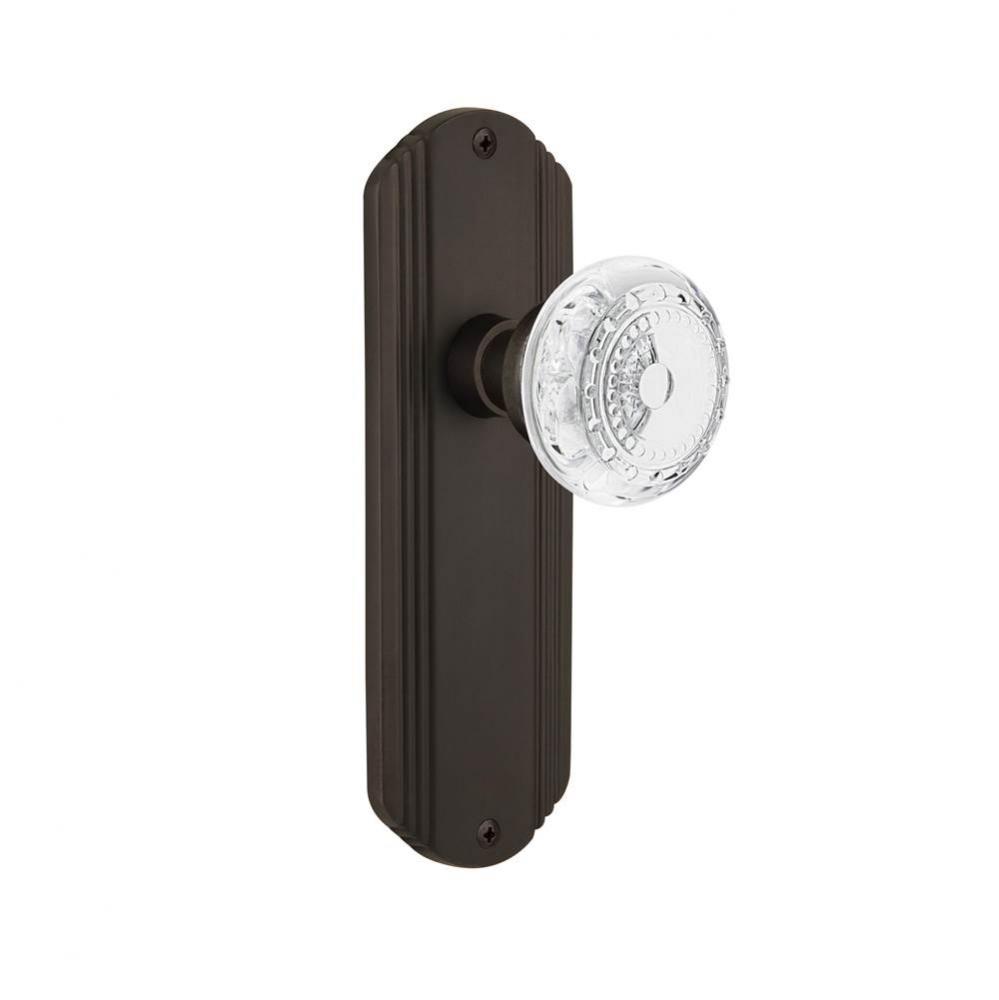 Nostalgic Warehouse Deco Plate Privacy Crystal Meadows Knob in Oil-Rubbed Bronze