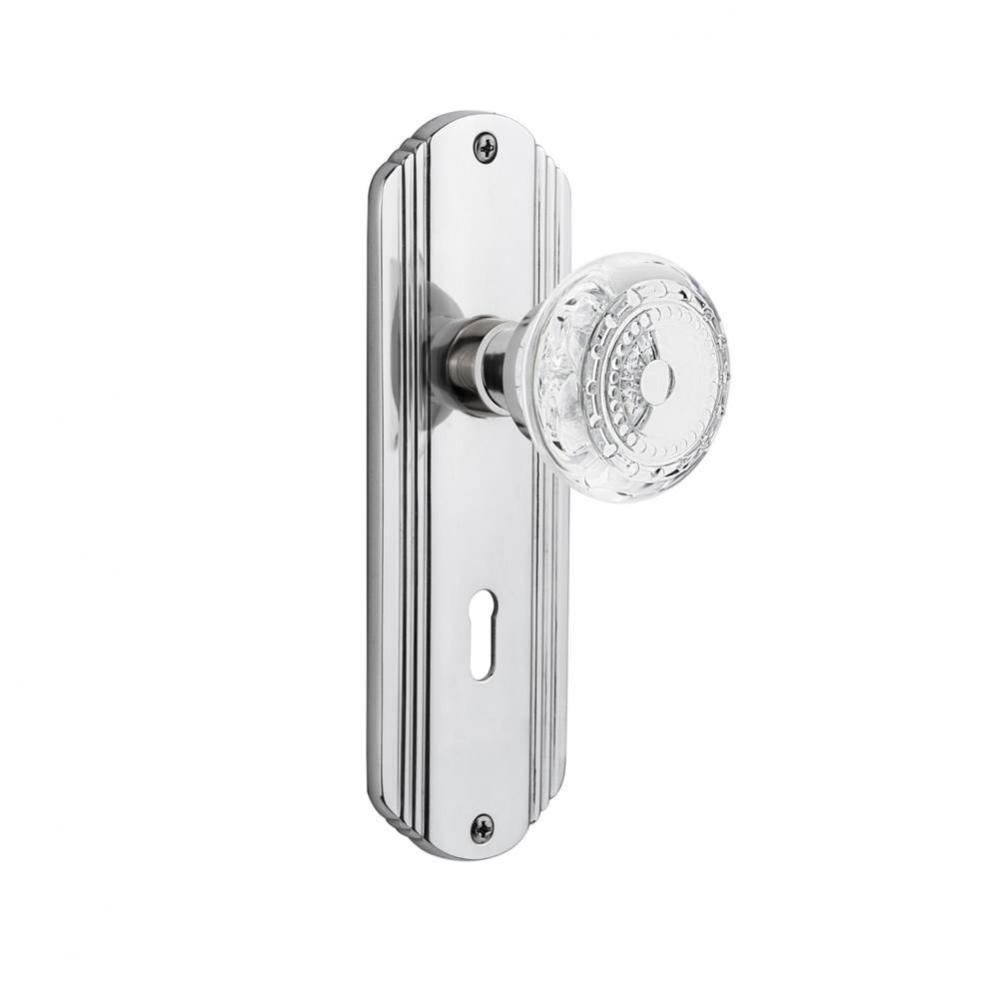 Nostalgic Warehouse Deco Plate Single Dummy with Keyhole Crystal Meadows Knob in Bright Chrome