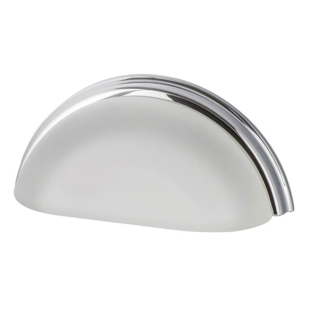 Nostalgic Warehouse Cup Pull Crystal Frosted 3'' on Center in Bright Chrome