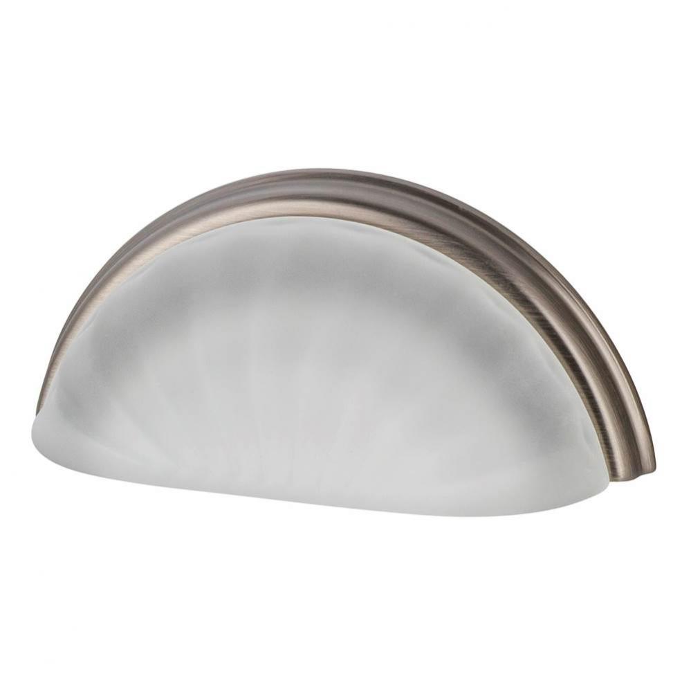 Nostalgic Warehouse Cup Pull Crystal Frosted Fluted 3'' on Center in Antique Pewter