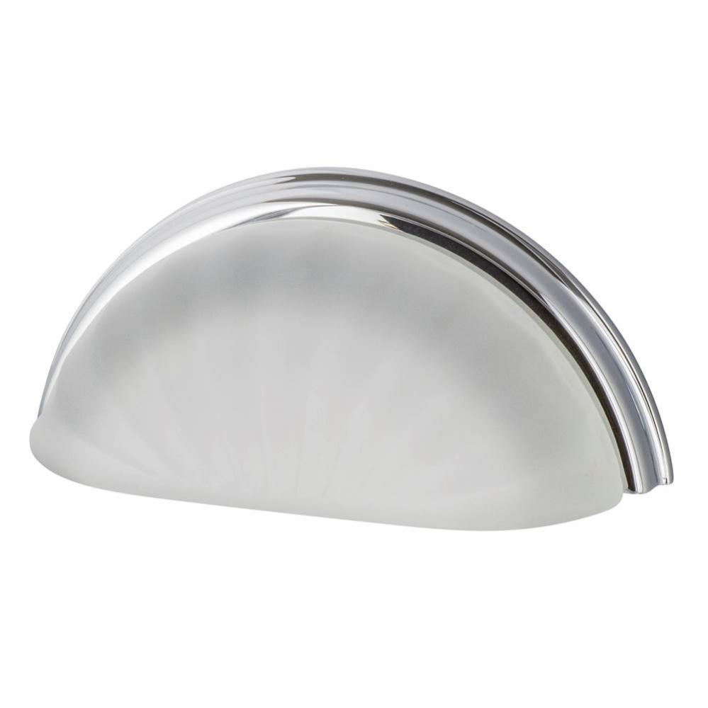 Nostalgic Warehouse Cup Pull Crystal Frosted Fluted 3'' on Center in Bright Chrome