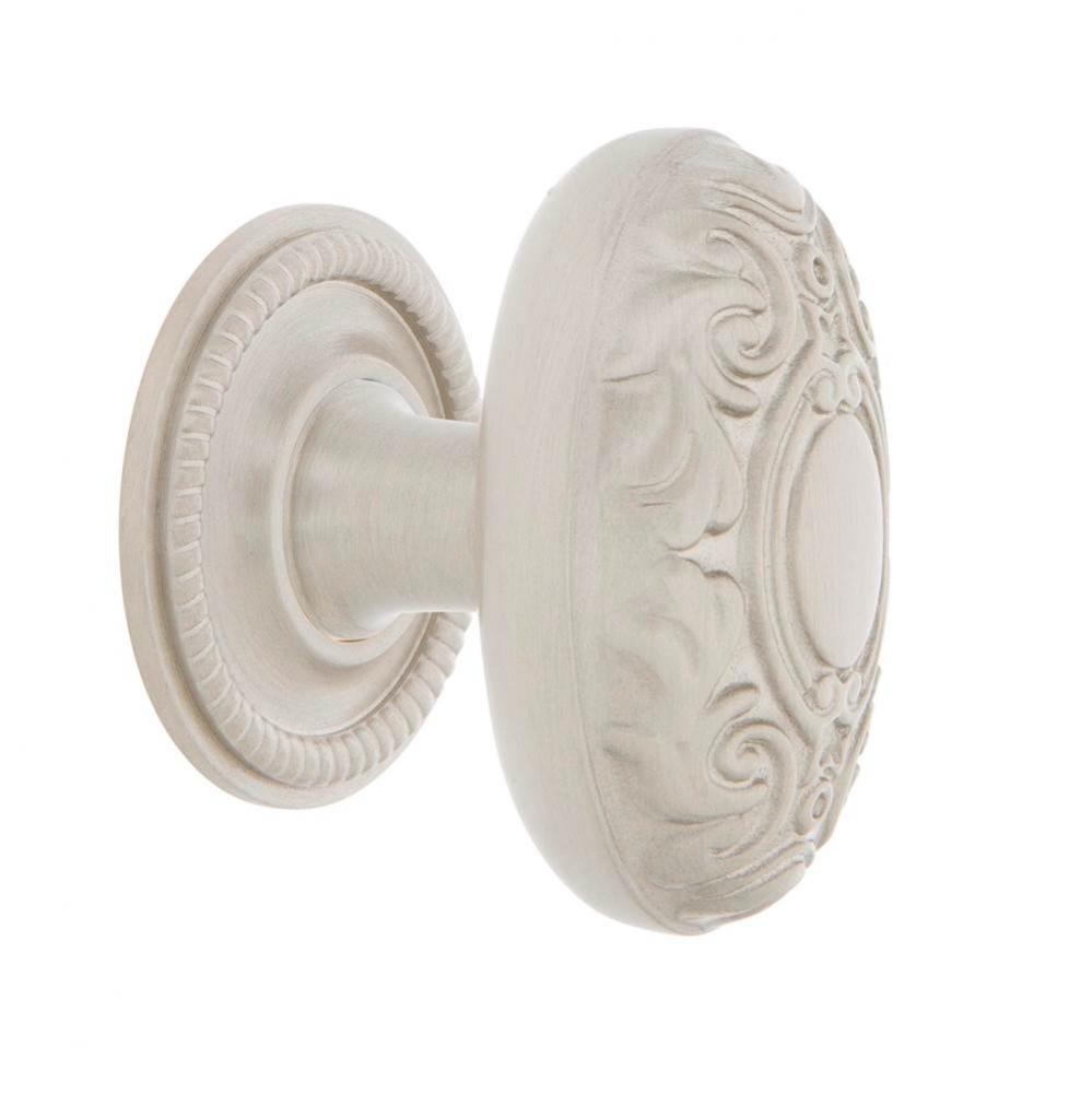 Nostalgic Warehouse Victorian Brass 1 3/4'' Cabinet Knob with Rope Rose in Satin Nickel