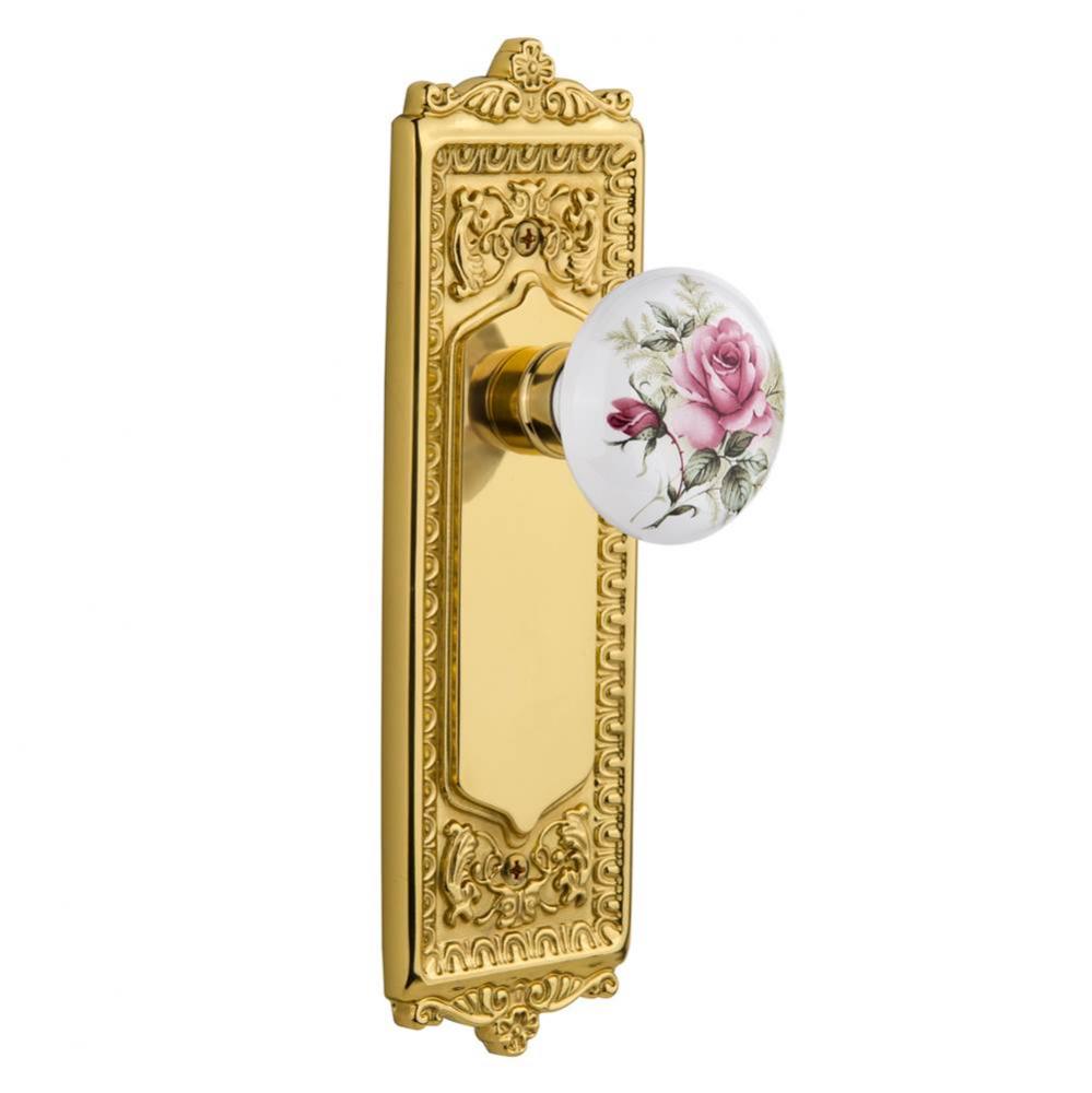 Nostalgic Warehouse Egg & Dart Plate Double Dummy White Rose Porcelain Door Knob in Unlacquere