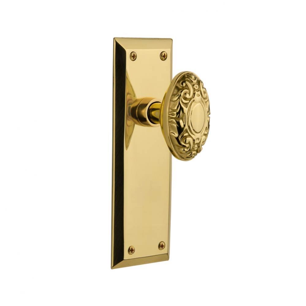 Nostalgic Warehouse New York Plate Single Dummy Victorian Door Knob in Unlacquered Brass