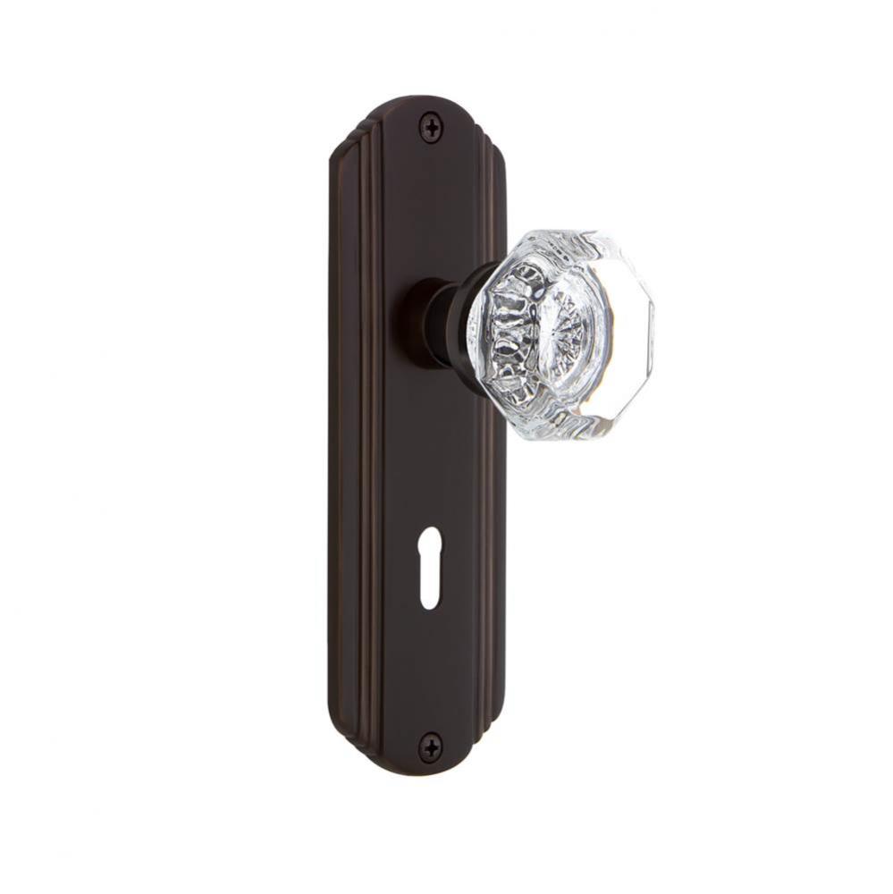 Nostalgic Warehouse Deco Plate Interior Mortise Waldorf Door Knob in Timeless Bronze