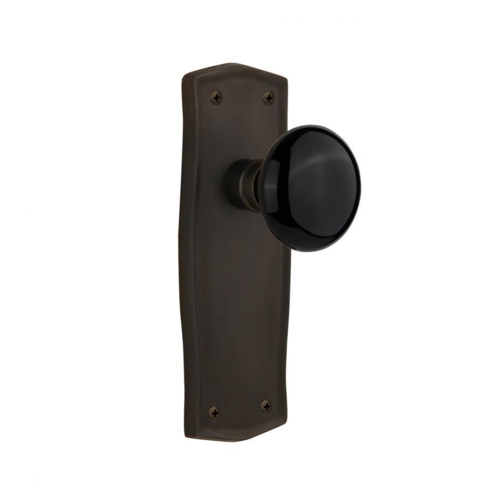 Nostalgic Warehouse Prairie Plate Privacy Black Porcelain Door Knob in Oil-Rubbed Bronze