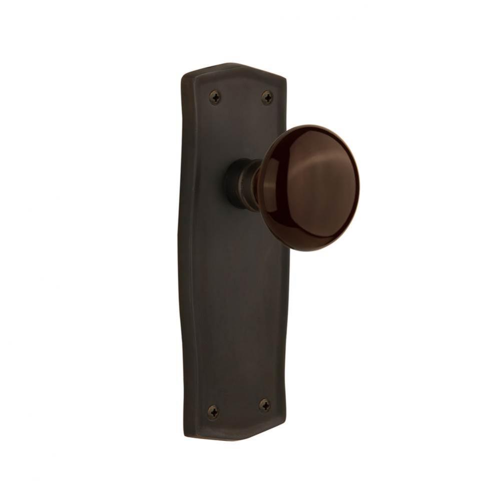 Nostalgic Warehouse Prairie Plate Privacy Brown Porcelain Door Knob in Oil-Rubbed Bronze