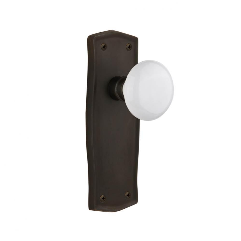 Nostalgic Warehouse Prairie Plate Double Dummy White Porcelain Door Knob in Oil-Rubbed Bronze