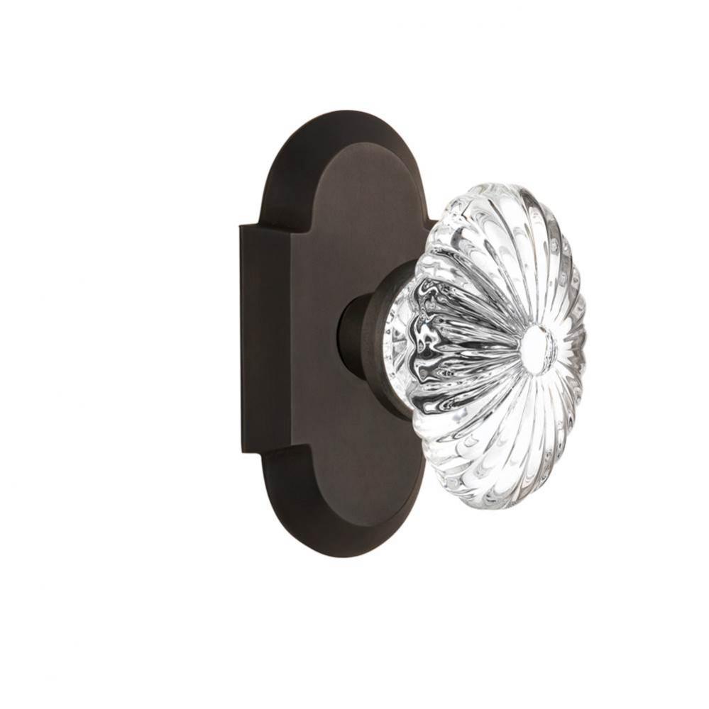 Nostalgic Warehouse Cottage Plate Passage Oval Fluted Crystal Glass Door Knob in Oil-Rubbed Bronze