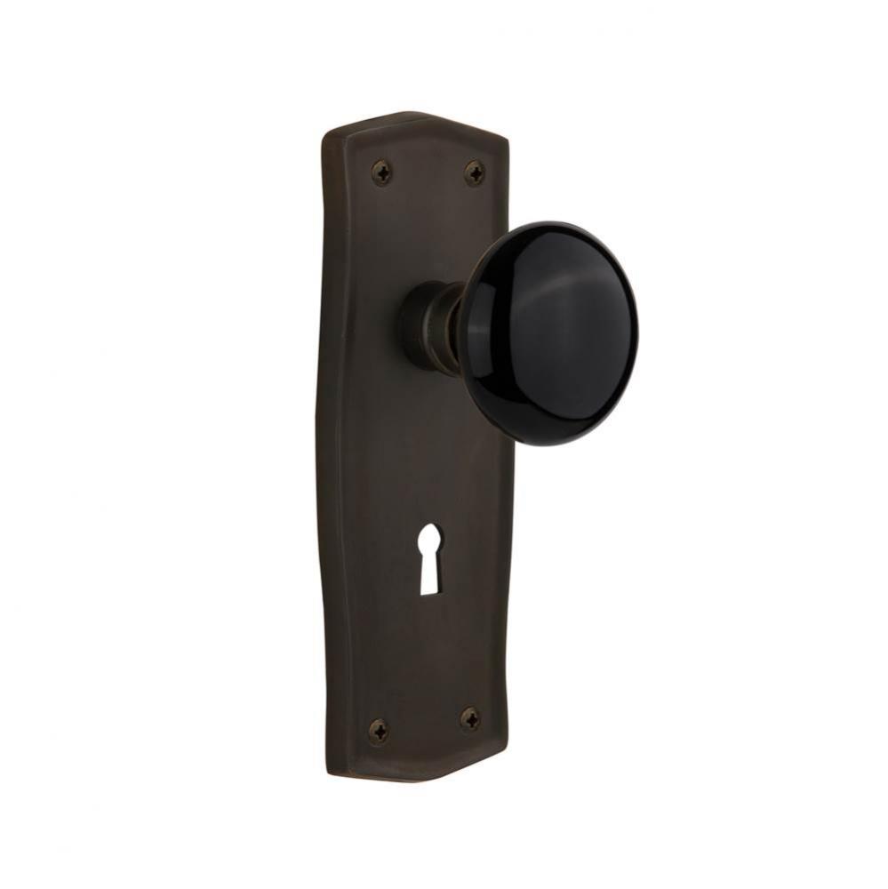 Nostalgic Warehouse Prairie Plate with Keyhole Passage Black Porcelain Door Knob in Oil-Rubbed Bro