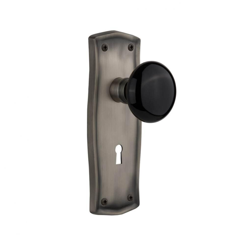 Nostalgic Warehouse Prairie Plate with Keyhole Double Dummy Black Porcelain Door Knob in Antique P
