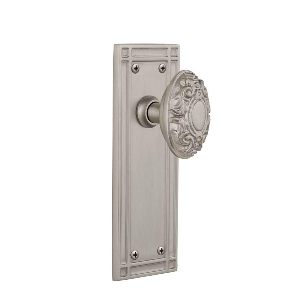 Nostalgic Warehouse Mission Plate Double Dummy Victorian Door Knob in Satin Nickel
