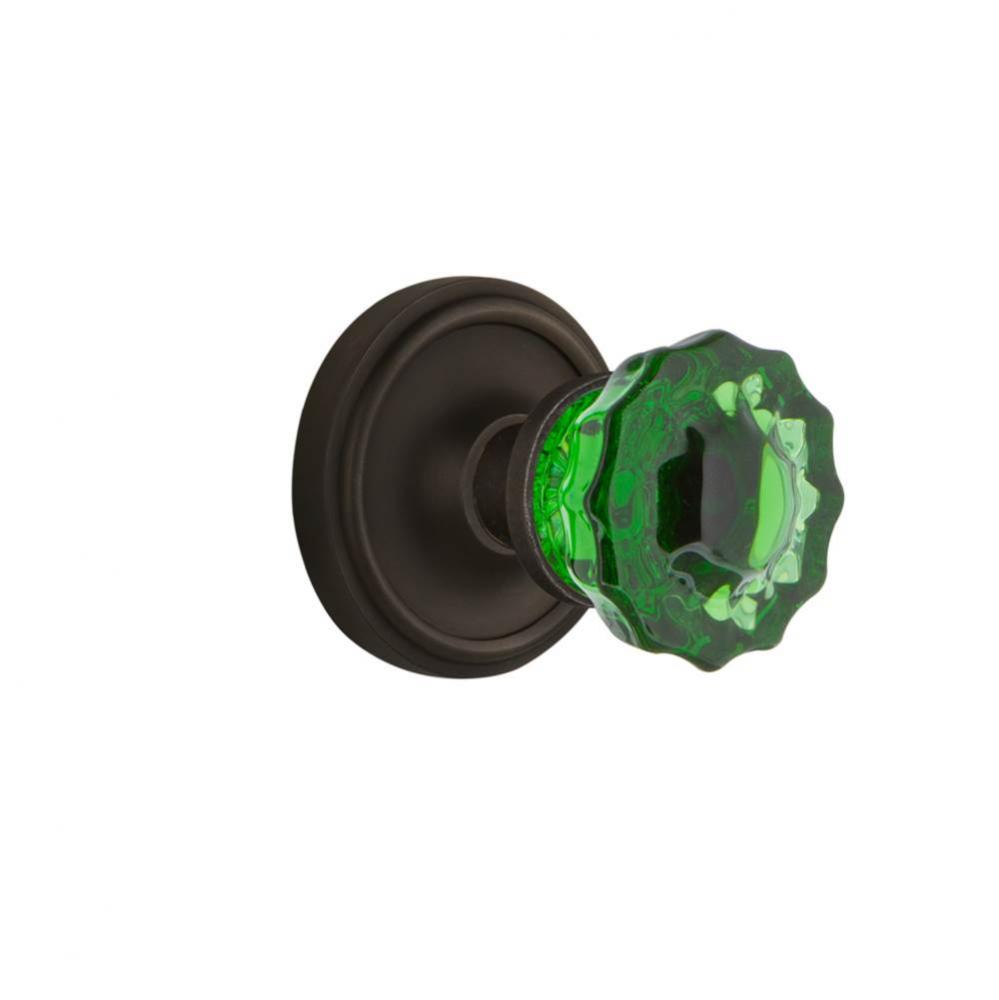 Nostalgic Warehouse Classic Rosette Passage Crystal Emerald Glass Door Knob in Oil-Rubbed Bronze