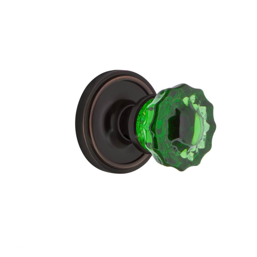 Nostalgic Warehouse Classic Rosette Passage Crystal Emerald Glass Door Knob in Timeless Bronze