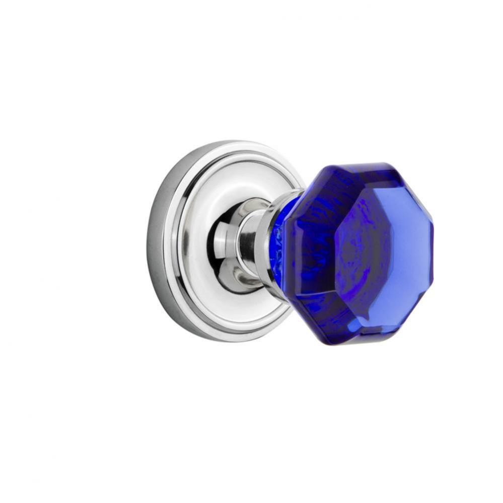 Nostalgic Warehouse Classic Rosette Passage Waldorf Cobalt Door Knob in Bright Chrome