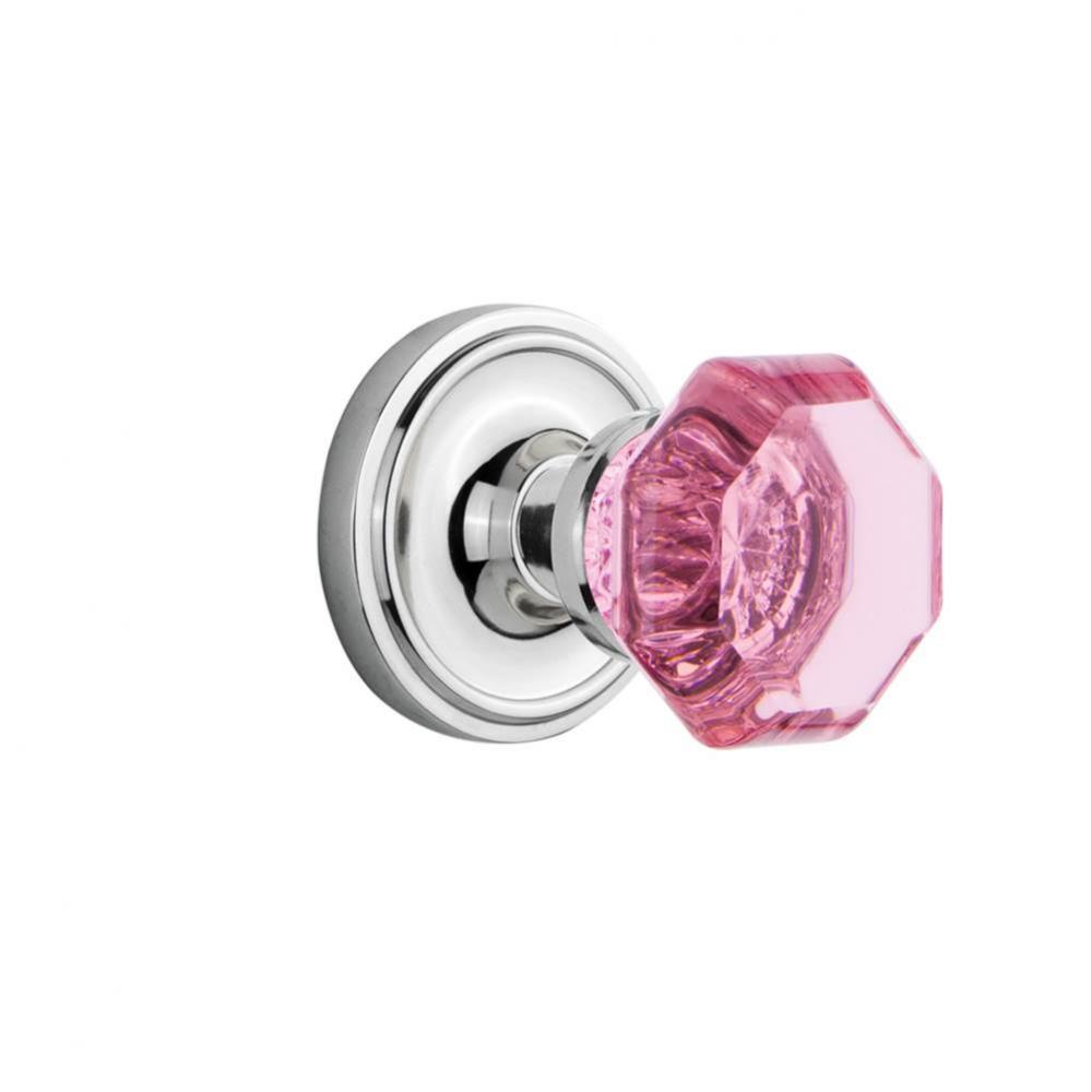 Nostalgic Warehouse Classic Rosette Passage Waldorf Pink Door Knob in Bright Chrome