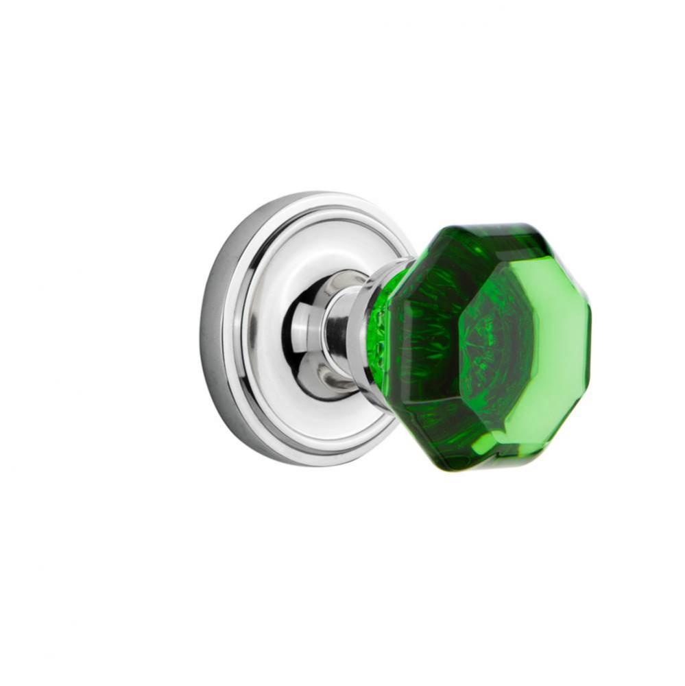 Nostalgic Warehouse Classic Rosette Passage Waldorf Emerald  Door Knob in Bright Chrome