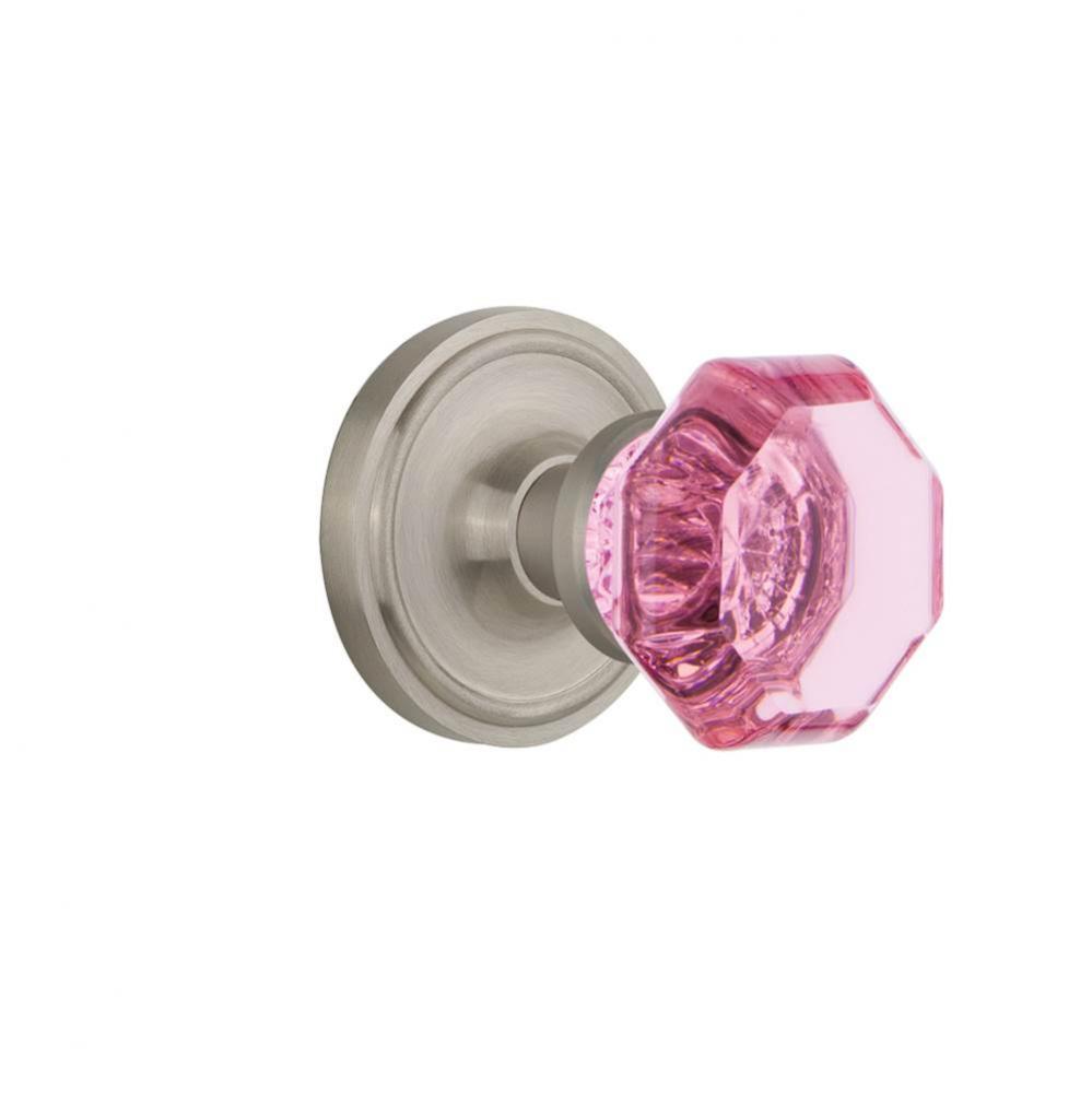 Nostalgic Warehouse Classic Rosette Passage Waldorf Pink Door Knob in Satin Nickel