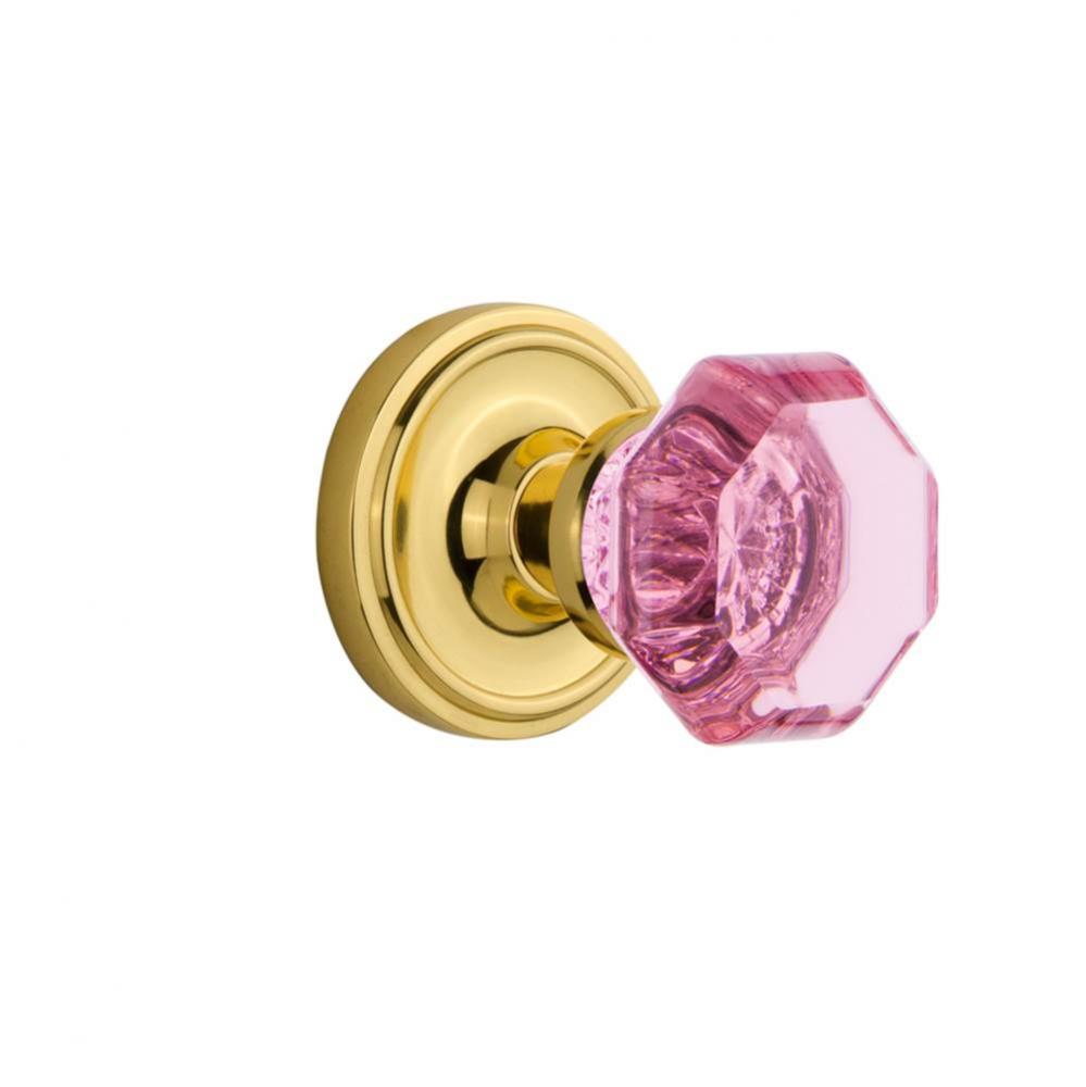 Nostalgic Warehouse Classic Rosette Passage Waldorf Pink Door Knob in Unlaquered Brass