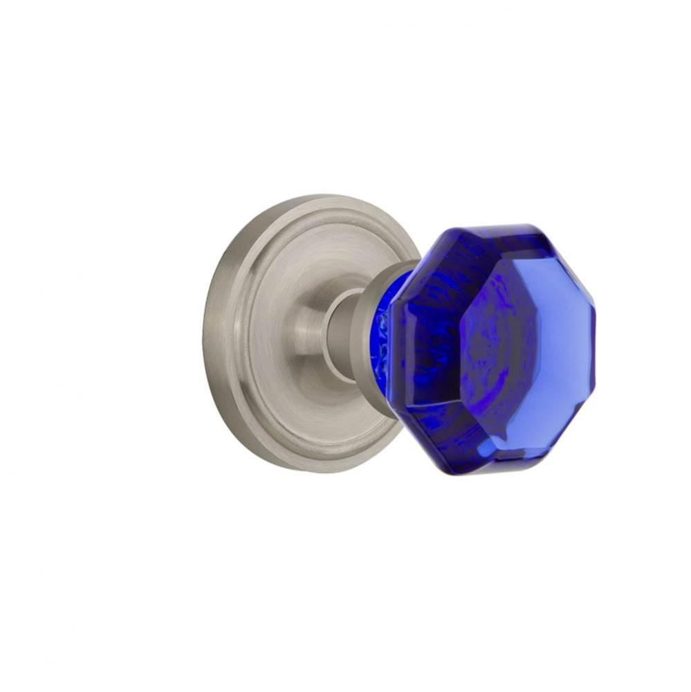 Nostalgic Warehouse Classic Rosette Passage Waldorf Cobalt Door Knob in Satin Nickel