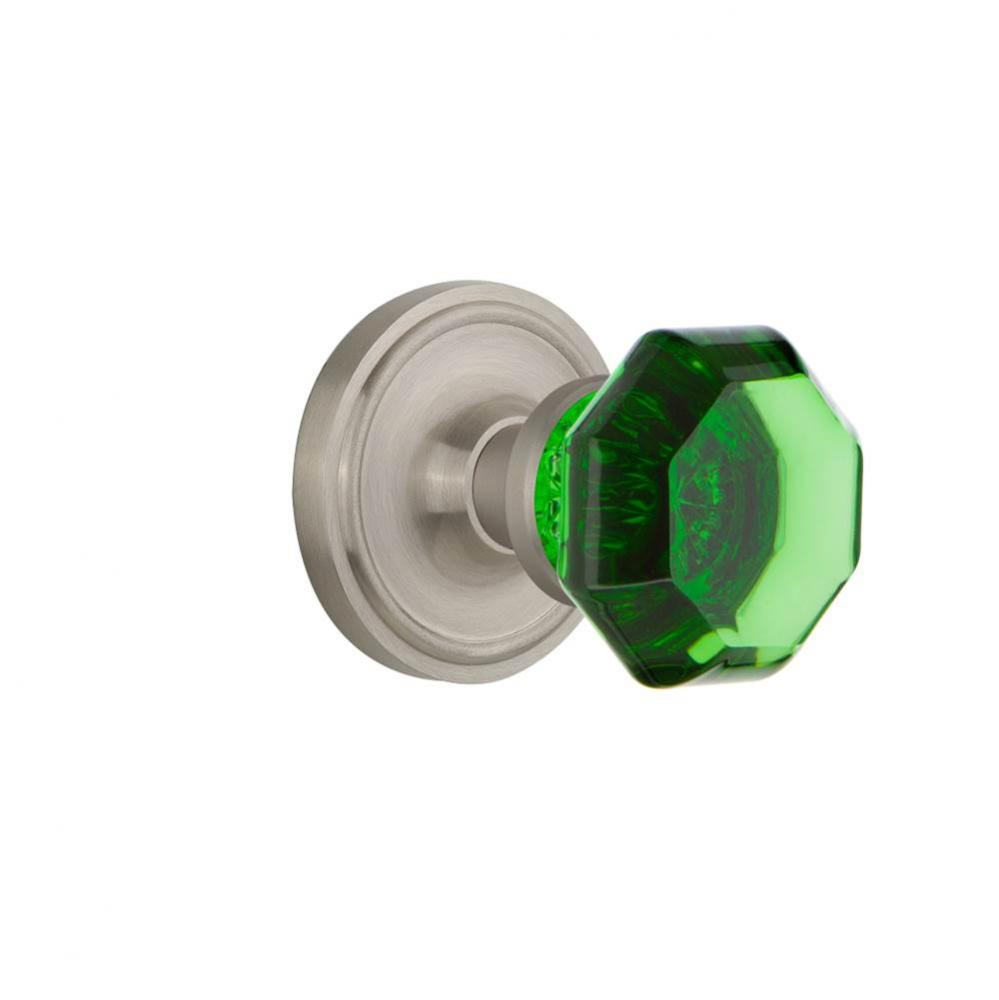 Nostalgic Warehouse Classic Rosette Passage Waldorf Emerald  Door Knob in Satin Nickel