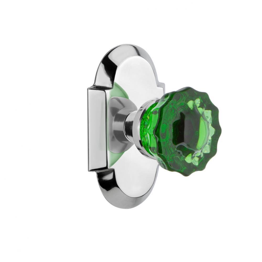 Nostalgic Warehouse Cottage Plate Passage Crystal Emerald Glass Door Knob in Bright Chrome