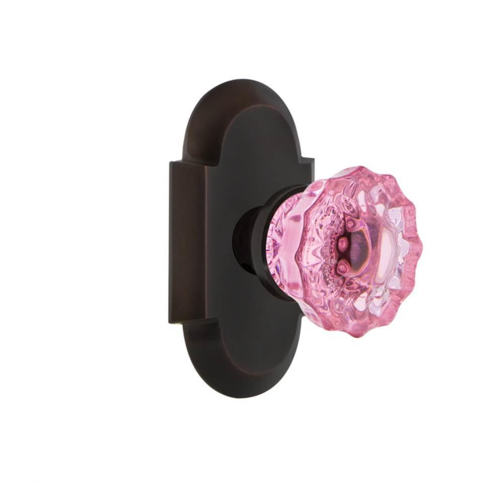 Nostalgic Warehouse Cottage Plate Passage Crystal Pink Glass Door Knob in Timeless Bronze