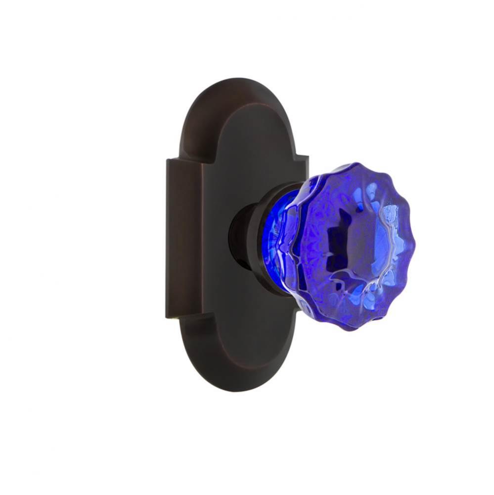 Nostalgic Warehouse Cottage Plate Passage Crystal Cobalt Glass Door Knob in Timeless Bronze