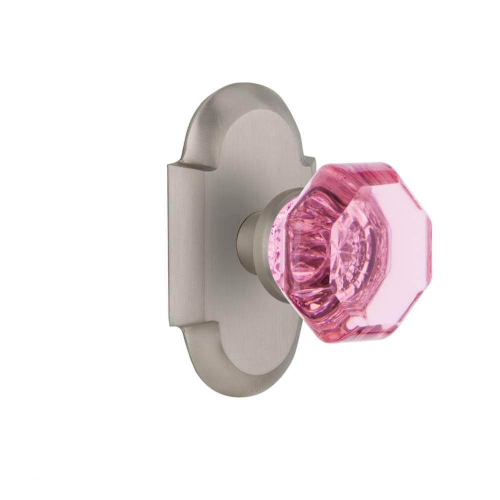 Nostalgic Warehouse Cottage Plate Passage Waldorf Pink Door Knob in Satin Nickel