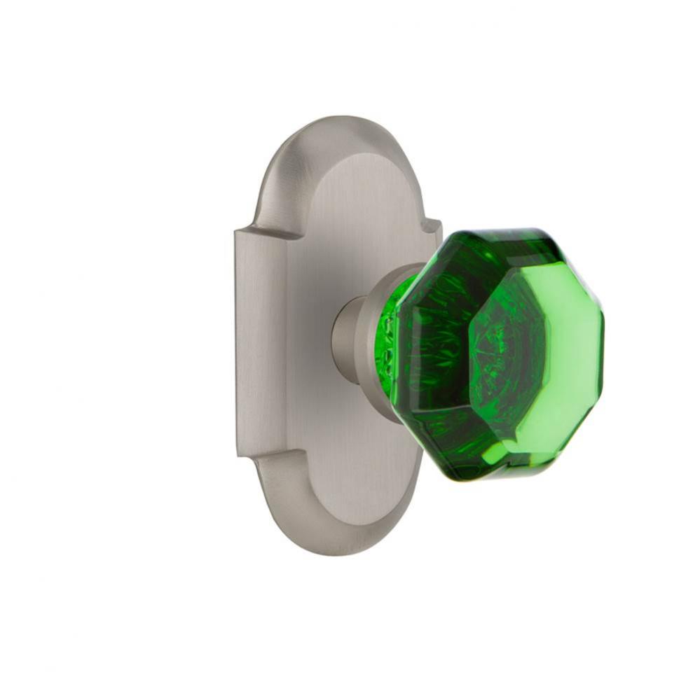 Nostalgic Warehouse Cottage Plate Passage Waldorf Emerald Door Knob in Satin Nickel