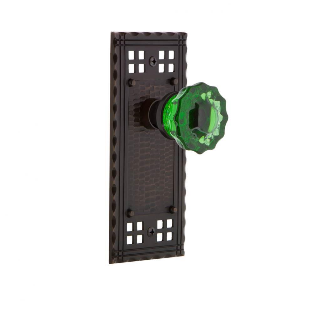Nostalgic Warehouse Craftsman Plate Passage Crystal Emerald Glass Door Knob in Timeless Bronze