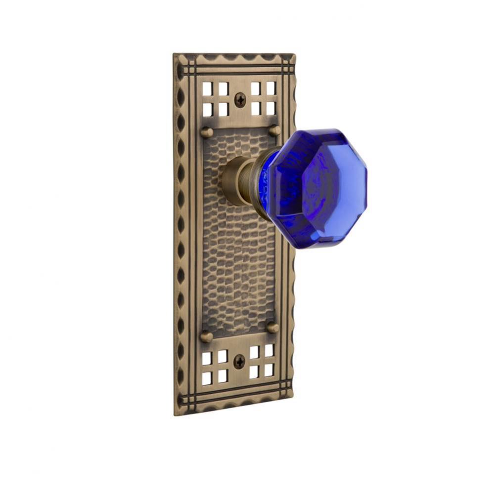 Nostalgic Warehouse Craftsman Plate Passage Waldorf Cobalt Door Knob in Antique Brass