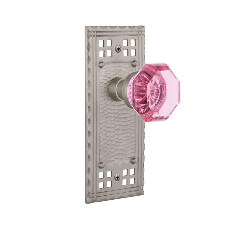 Nostalgic Warehouse Craftsman Plate Passage Waldorf Pink Door Knob in Satin Nickel