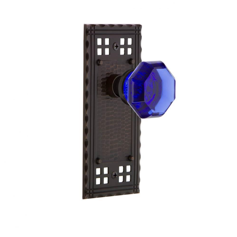 Nostalgic Warehouse Craftsman Plate Passage Waldorf Cobalt Door Knob in Timeless Bronze