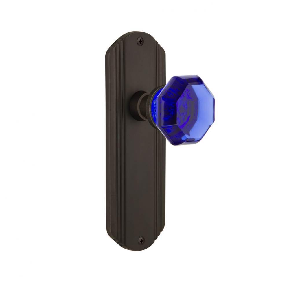 Nostalgic Warehouse Deco Plate Passage Waldorf Cobalt Door Knob in Oil-Rubbed Bronze