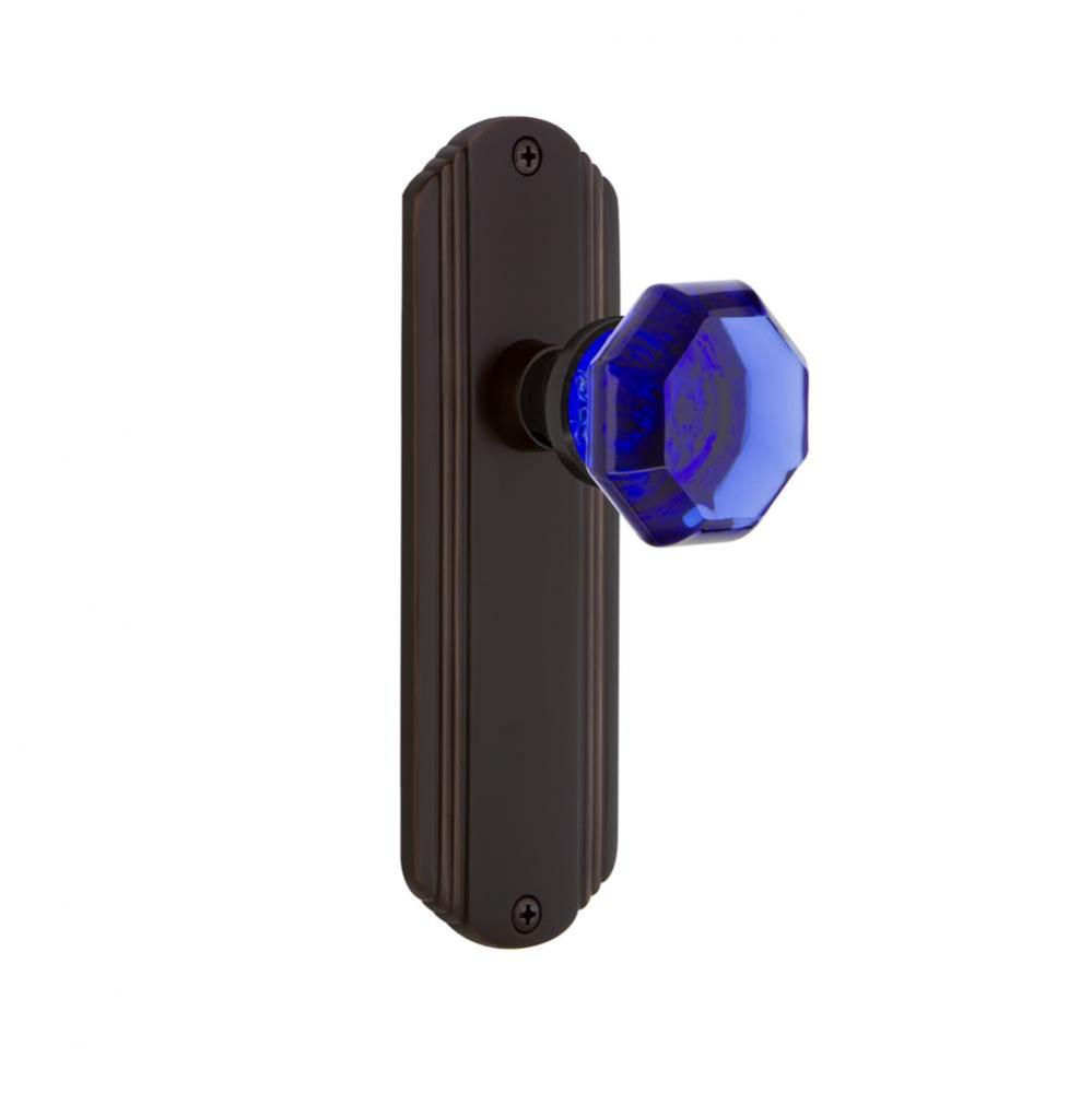 Nostalgic Warehouse Deco Plate Passage Waldorf Cobalt Door Knob in Timeless Bronze