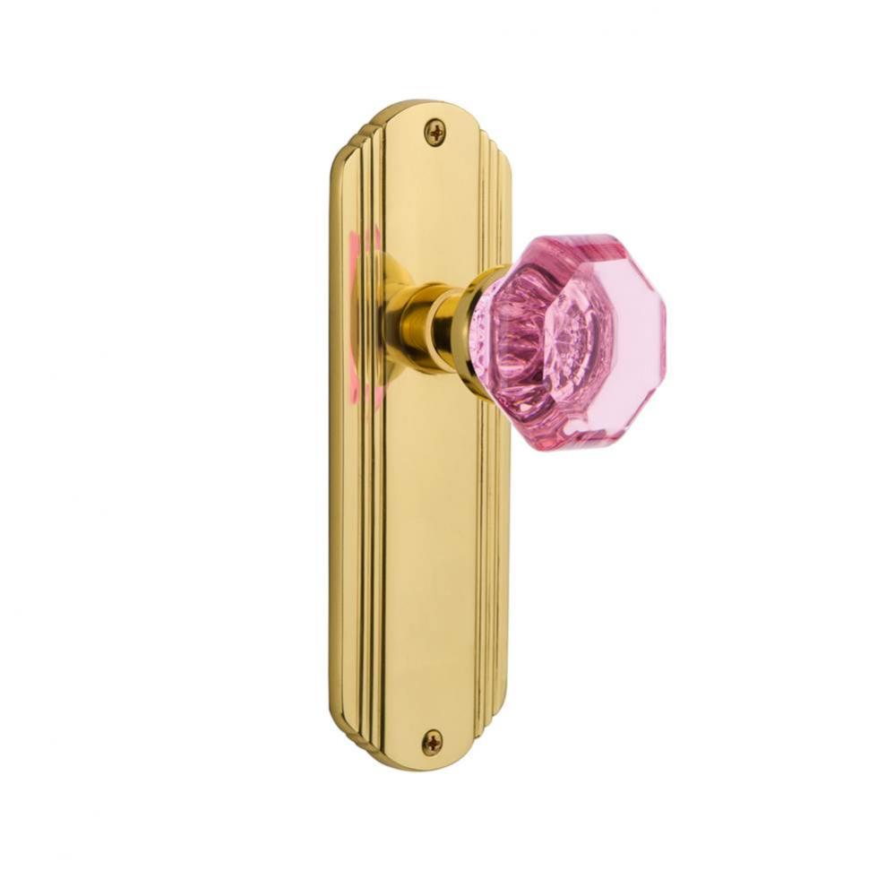 Nostalgic Warehouse Deco Plate Passage Waldorf Pink Door Knob in Unlaquered Brass