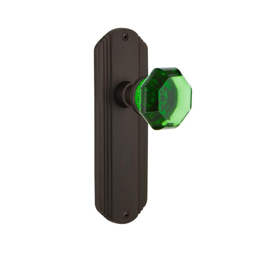 Nostalgic Warehouse Deco Plate Passage Waldorf Emerald Door Knob in Oil-Rubbed Bronze