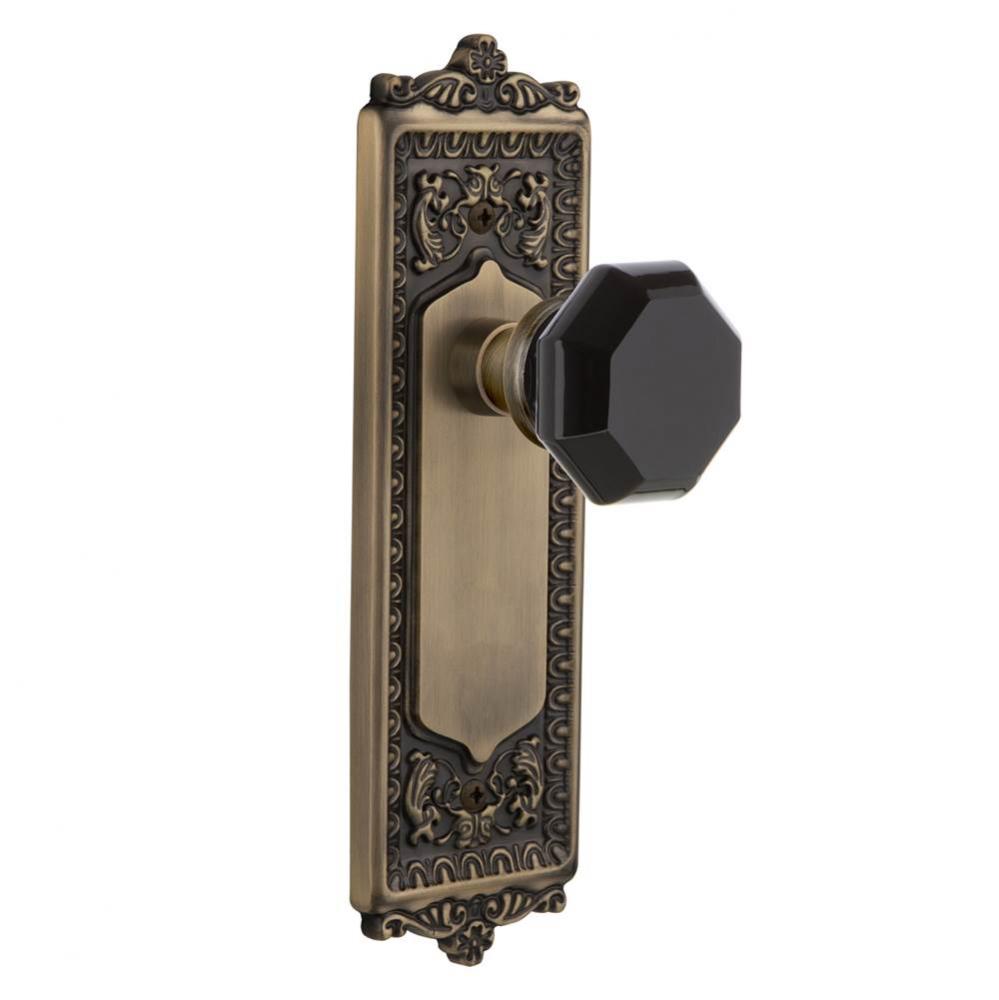 Nostalgic Warehouse Egg & Dart Plate Passage Waldorf Black Door Knob in Antique Brass