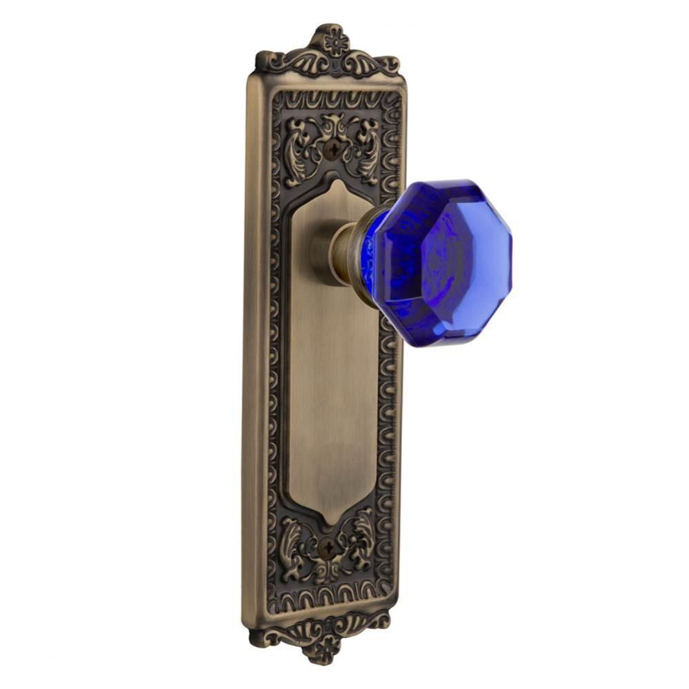 Nostalgic Warehouse Egg & Dart Plate Passage Waldorf Cobalt Door Knob in Antique Brass