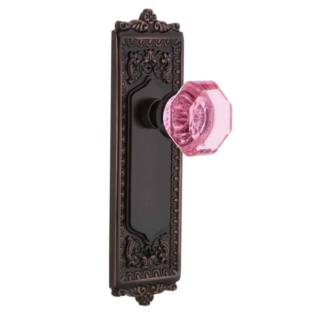 Nostalgic Warehouse Egg & Dart Plate Passage Waldorf Pink Door Knob in Timeless Bronze